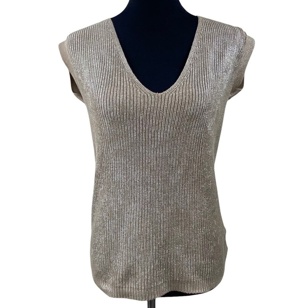 Club Monaco women’s metallic knit sleeveless sweater size M